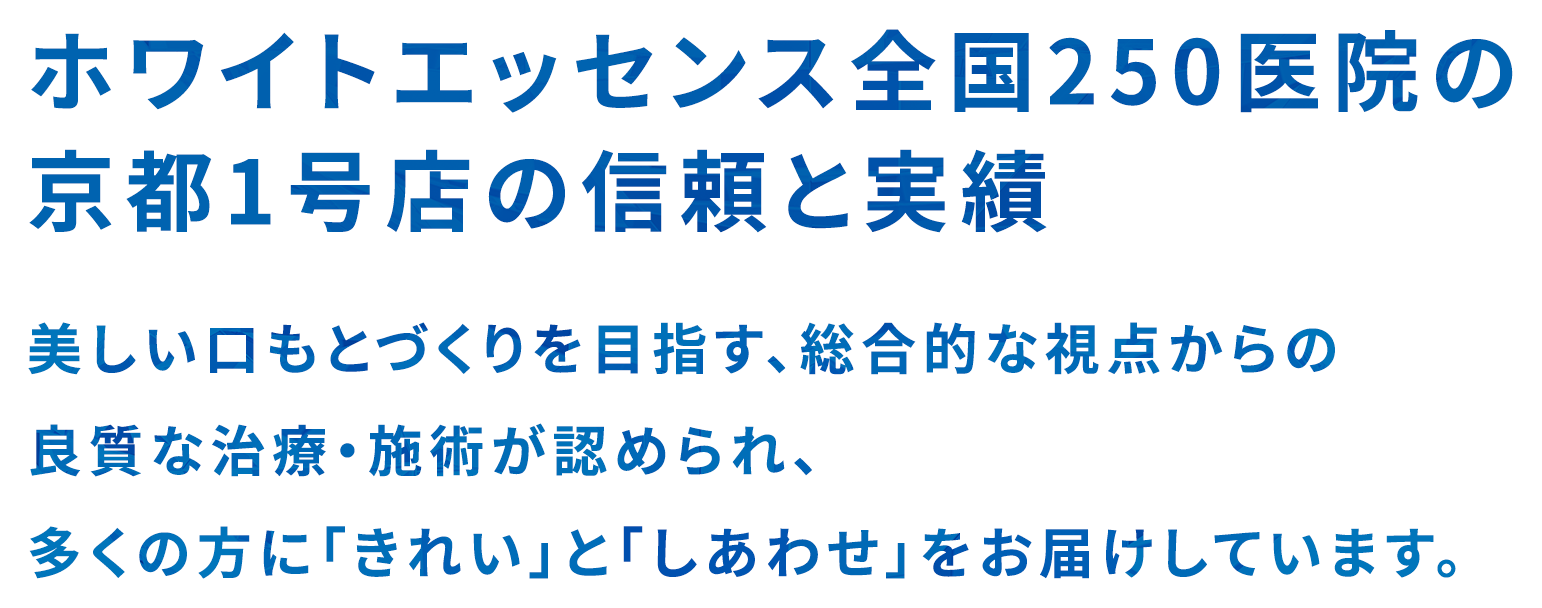 ホワイトエッセンス全国250医院の京都1号店の信頼と実績